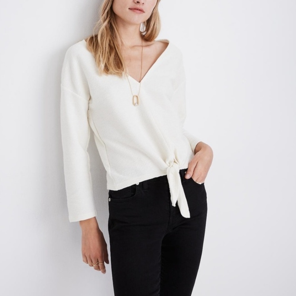 NWT Madewell Plus Long Sleeve Tie Front Top